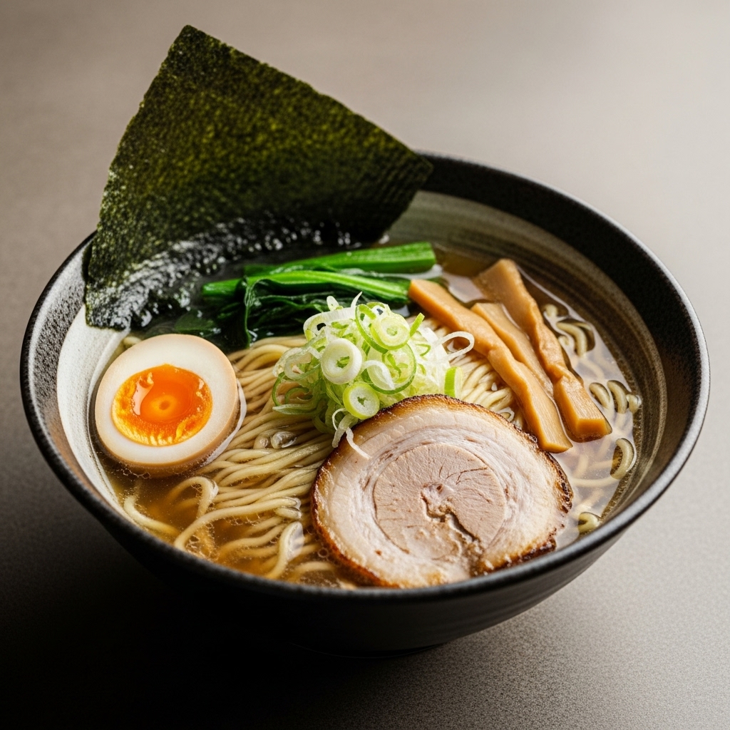 Steaming bowl of authentic ramen with rich broth and quality noodles